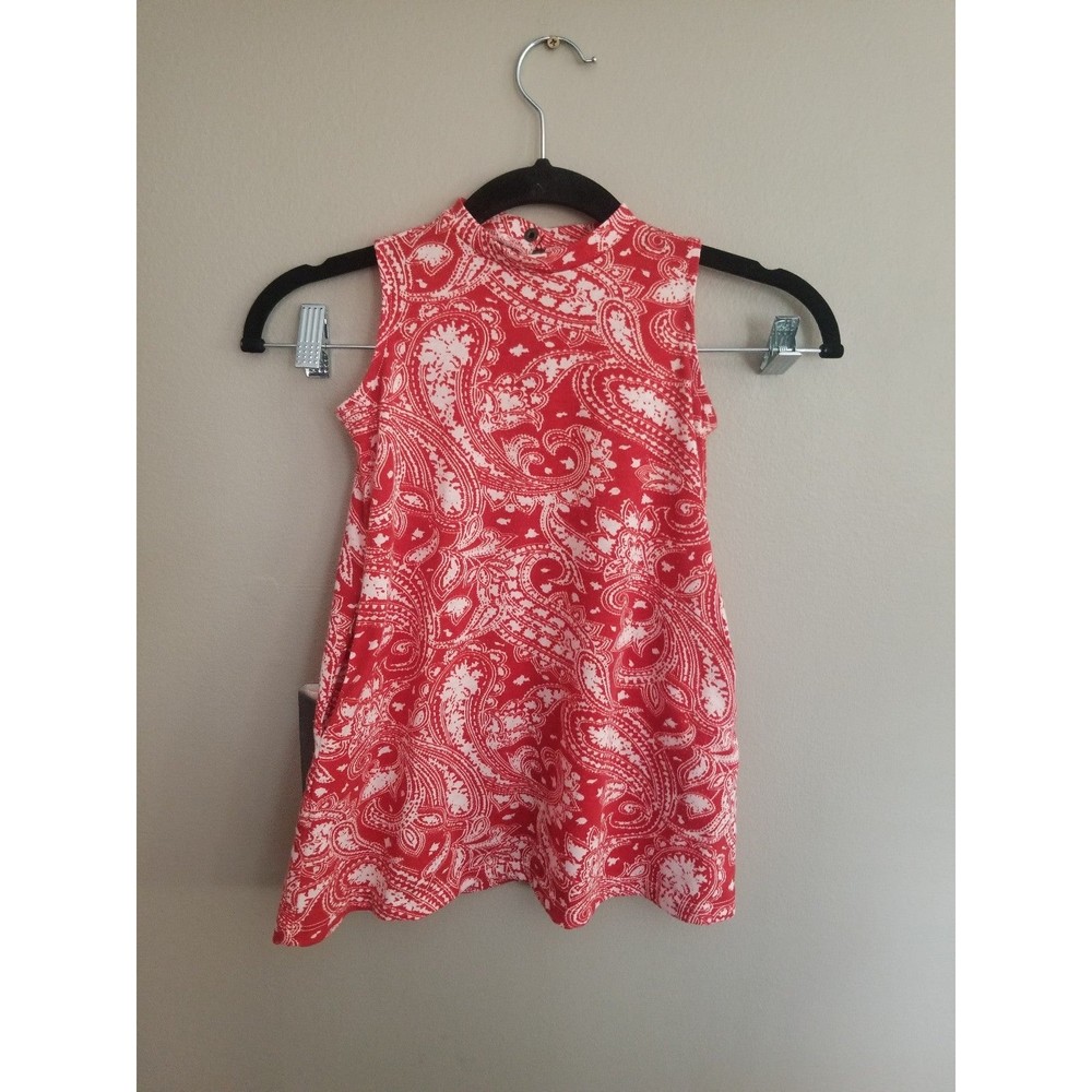 Simply Noelle Curtsy Couture paisley bandana print high neck dress red 3T 4T
